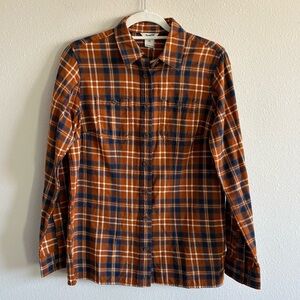 NWT Duluth Trading Co. Free Swingin' Flannel Shirt Button-Down Women’s XS Orange